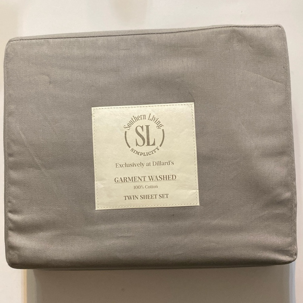 Southern Living Garment Washed Ghost Gray TWIN Sheet Set, 100% Cotton NWT